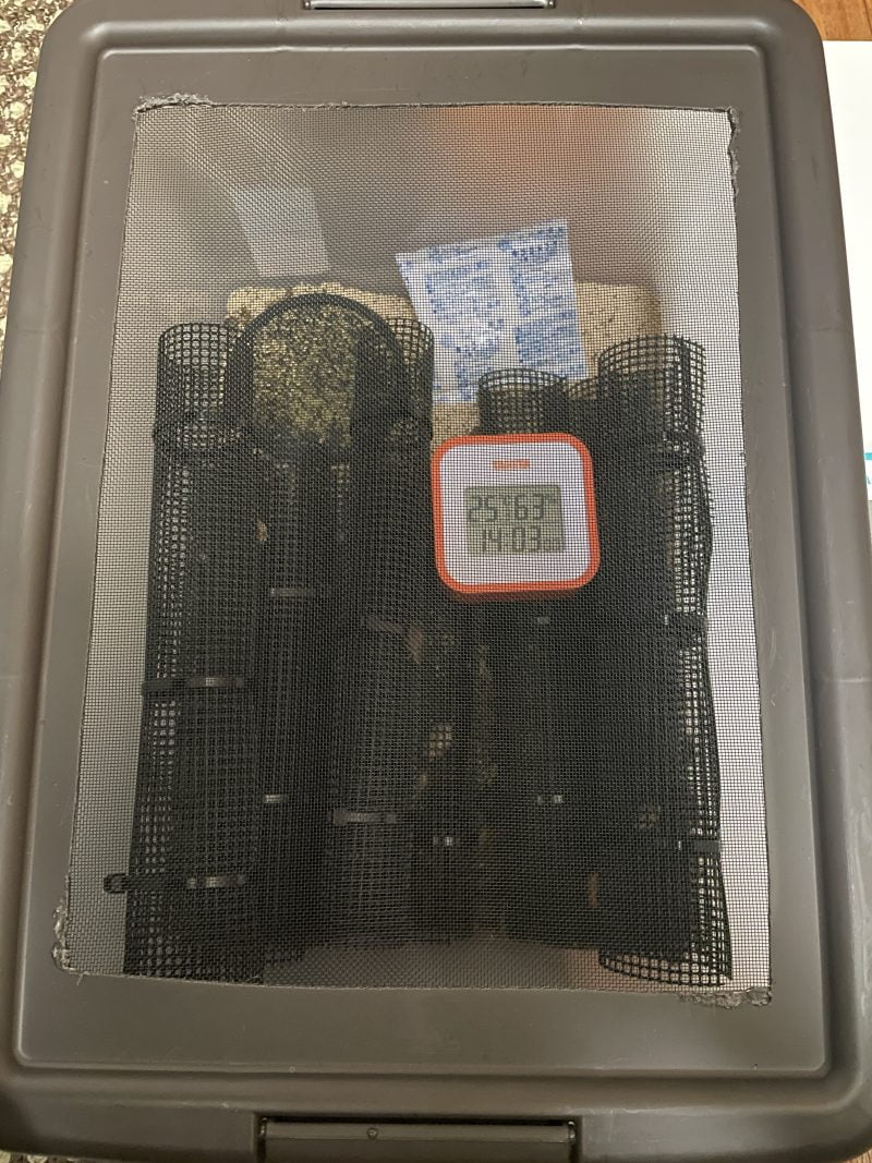 乾燥剤を設置した飼育ケース